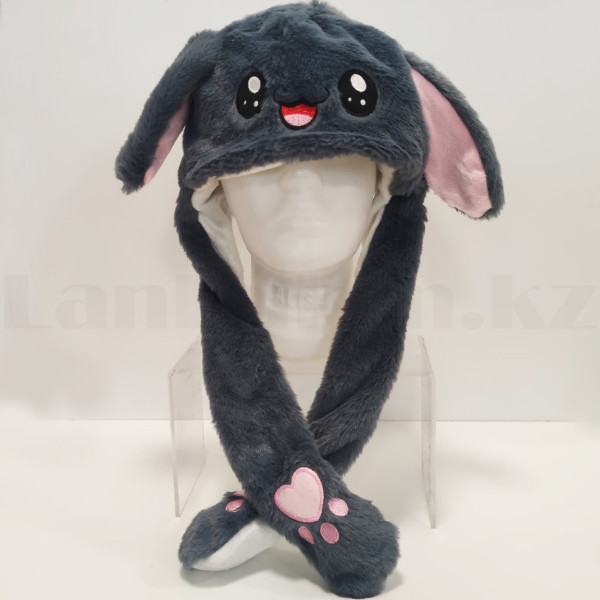 Светящаяся шапка Pikachu toys soft toys with led Пикачу с двигающими ушками СЕРАЯ