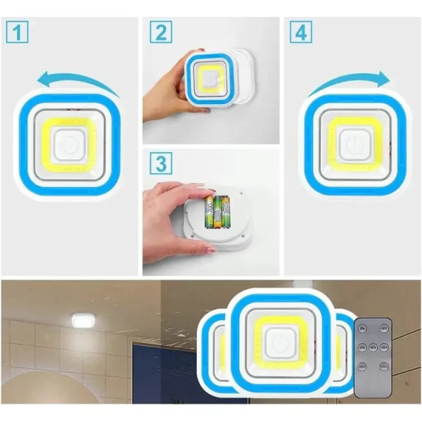 Комплект LED Квадратных светильников с пультом и таймером LED light with Remote Control Set (3 светильника)