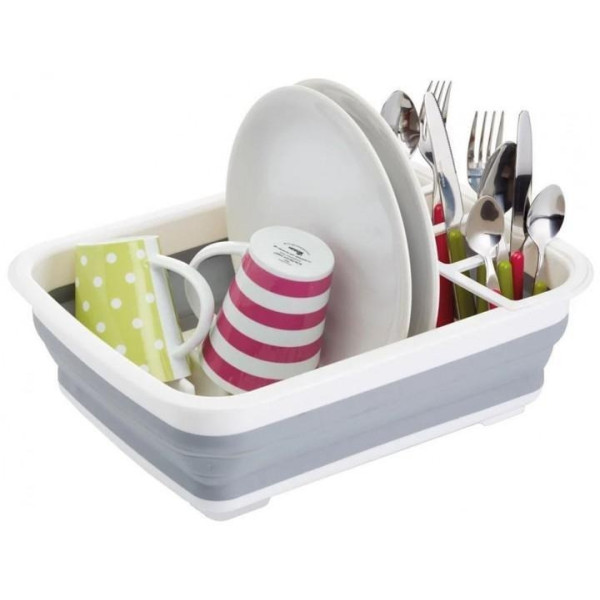 Раскладная сушилка - поддон для посуды KitchenCraft силиконовая серая