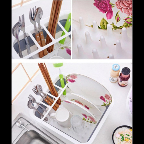 Раскладная сушилка - поддон для посуды KitchenCraft силиконовая серая