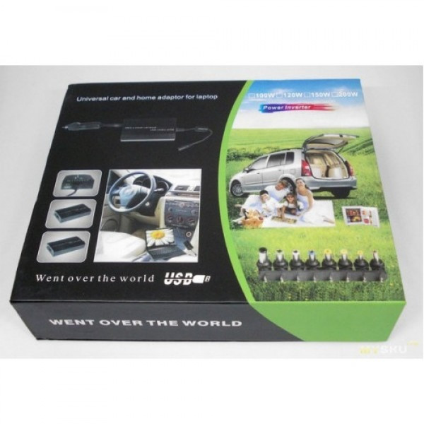 Зарядка автомобильная для ноутбука Power Inverter 120W 12V+220V
