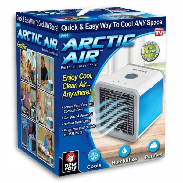 Портативный настольный мини охладитель увлажнитель Arctic Air голубой с белым