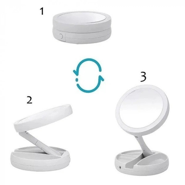 Настольное зеркало с подсветкой Led и увеличением для макияжа My Fold Away