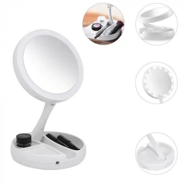 Настольное зеркало с подсветкой Led и увеличением для макияжа My Fold Away