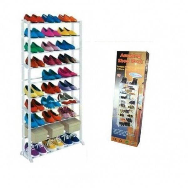 Полка для обуви Amazing Shoe Rack на 30 пар оганайзер для обуви белый