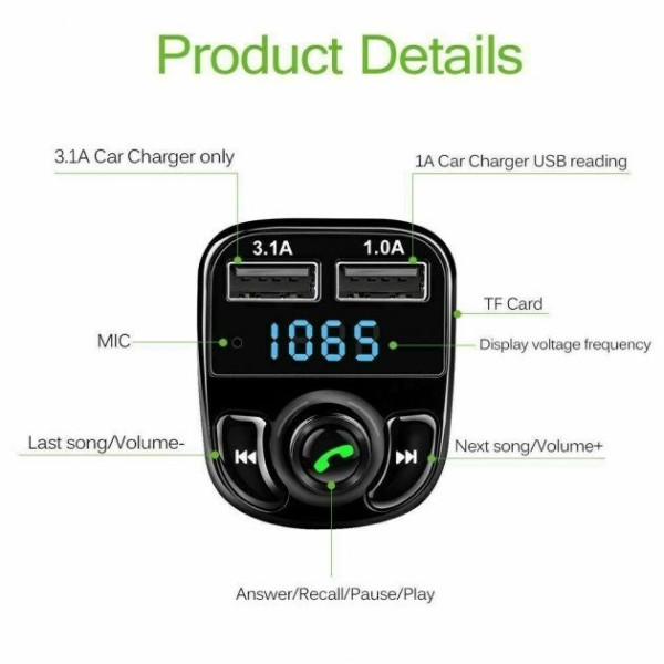 Модулятор в машину CAR X8 BT / ФМ Модулятор / ФМ Трансмиттер с Bluetooth