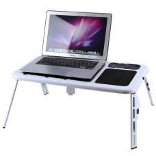 Портативный складной столик для ноутбука с охлаждением 2 USB кулерами E-Table LD-09 черный