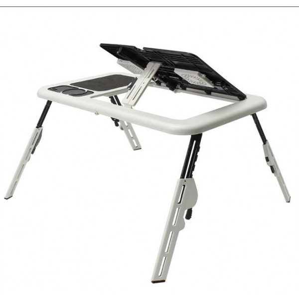 Портативный складной столик для ноутбука с охлаждением 2 USB кулерами E-Table LD-09 черный