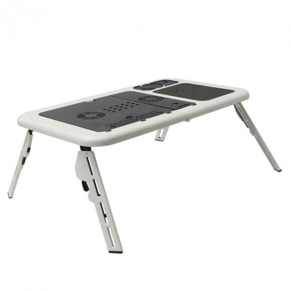 Портативный складной столик для ноутбука с охлаждением 2 USB кулерами E-Table LD-09 черный