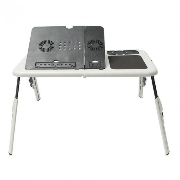 Портативный складной столик для ноутбука с охлаждением 2 USB кулерами E-Table LD-09 черный