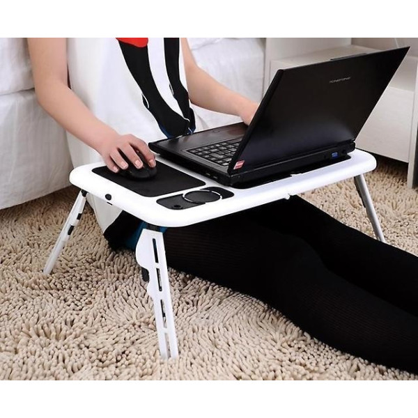 Портативный складной столик для ноутбука с охлаждением 2 USB кулерами E-Table LD-09 черный