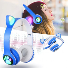Беспроводные детские Bluetooth наушники с кошачьими ушками и цветной подсветкой Cat VZV-23M