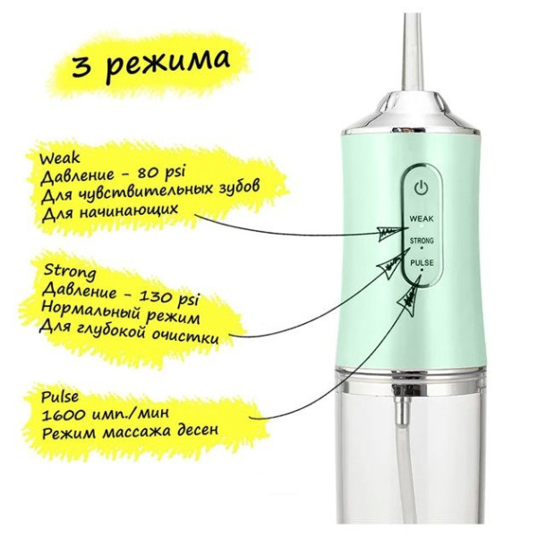 Ирригатор портативный Irrigator 3 режима работы, 3 насадки