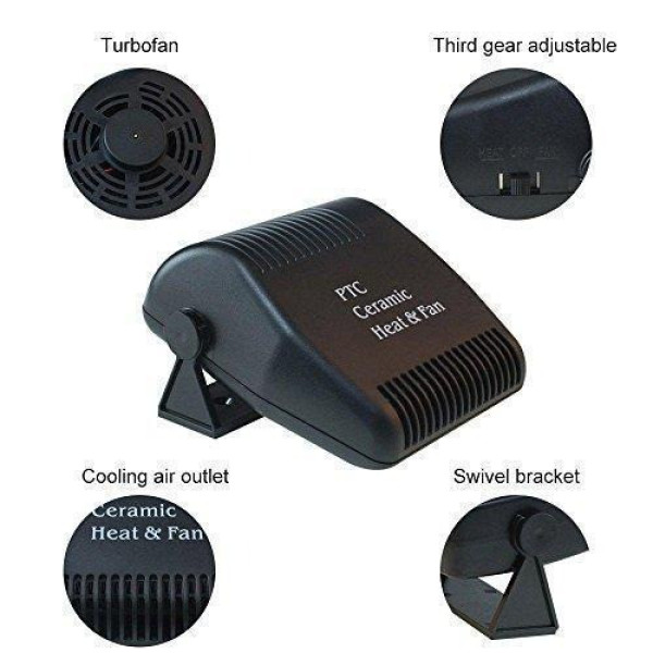 Портативный обогреватель для салона авто от прикуривателя CAR FAN 701 Plus автодуйка, Black