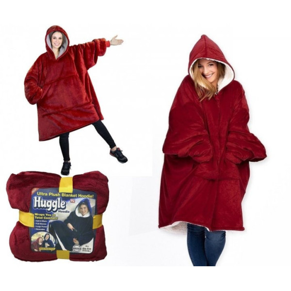 Плед толстовка двухсторонняя халат с капюшоном и рукавами Blanket Huggle Hoodie
