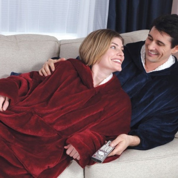 Плед толстовка двухсторонняя халат с капюшоном и рукавами Blanket Huggle Hoodie