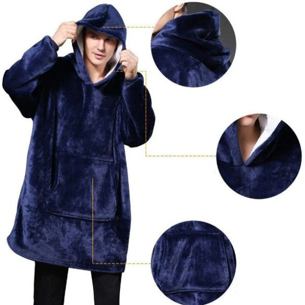 Плед толстовка двухсторонняя халат с капюшоном и рукавами Blanket Huggle Hoodie