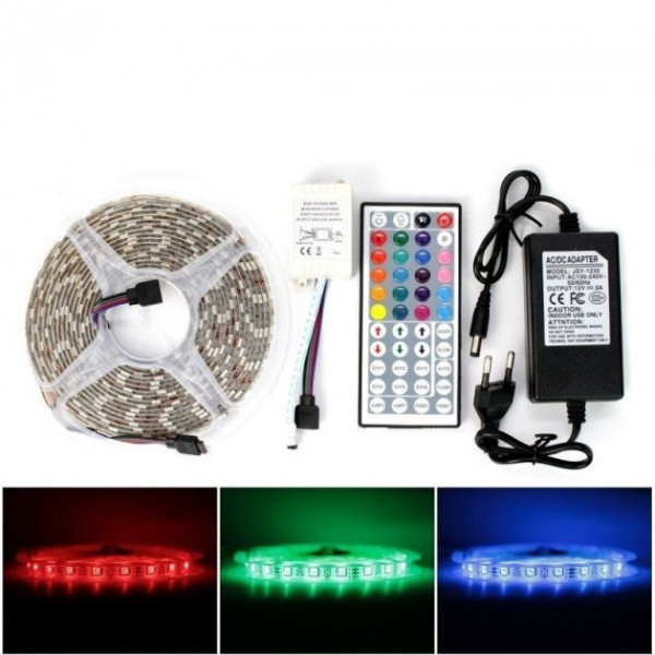 Комплект светодиодная RGB Led лента 5 м 5050 с блоком и пультом управления