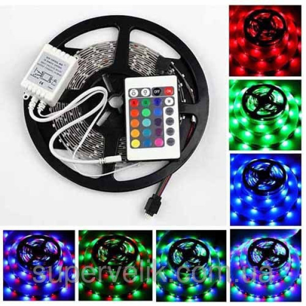 Многоцветная RGB светодиодная LED лента с диодом SMD2835 с питанием 12V и степенью защиты IP65