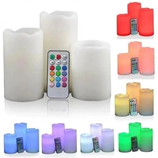 Светодиодный Ночник Набор свечей LED светильник 3 свечи 12 цветов Luma Candles Color Changing
