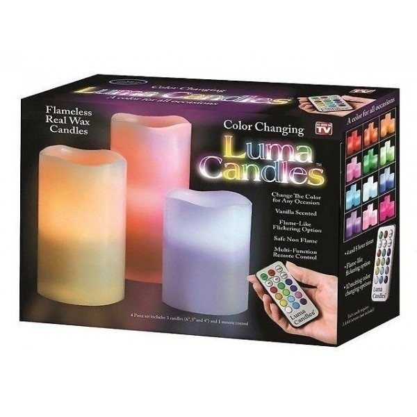 Светодиодный Ночник Набор свечей LED светильник 3 свечи 12 цветов Luma Candles Color Changing