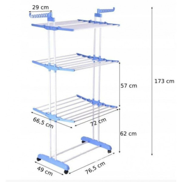 Многоярусная сушилка для белья, вещей, одежды Garment rack with wheels складная, удобная в использовании
