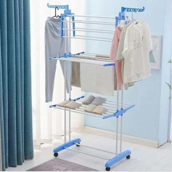 Многоярусная сушилка для белья, вещей, одежды Garment rack with wheels складная, удобная в использовании