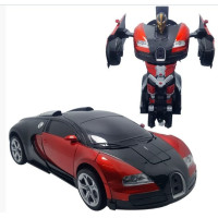 Машинка робот аккумуляторный автобот с пультом на радиоуправлении Bugatti Veyron Robot Car Size 1:18 Красная