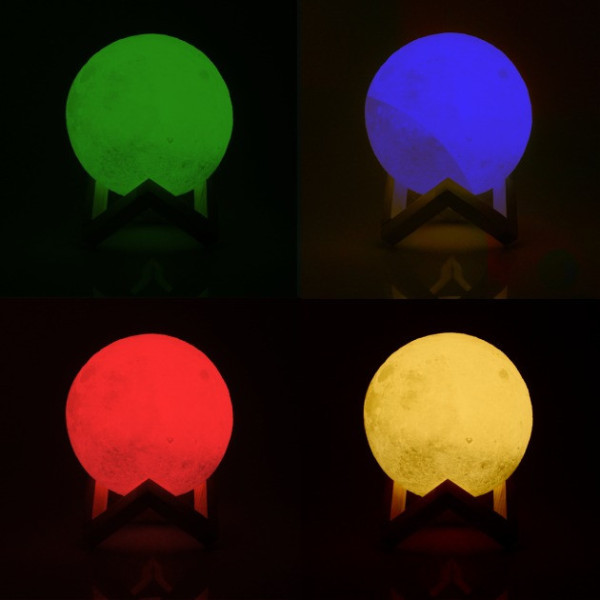 Лампа Луна 3D Moon Lamp со встроенным аккумулятором разноцветная луна