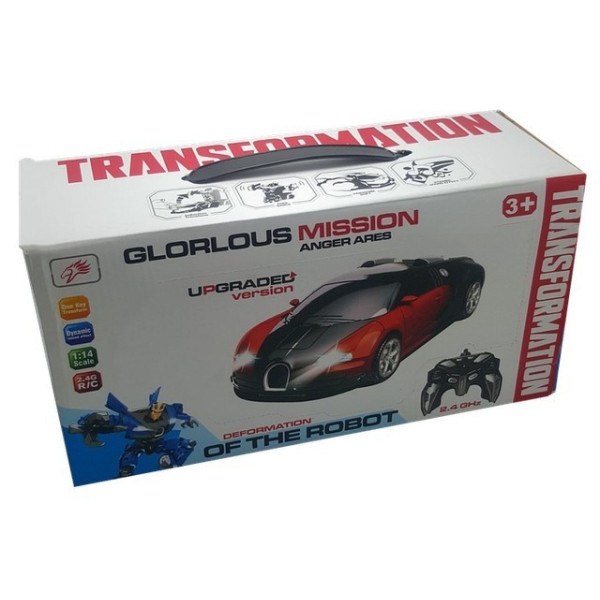 Машинка робот аккумуляторный автобот с пультом на радиоуправлении Bugatti Veyron Robot Car Size 1:18 Красная