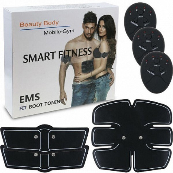 Пояс-миостимулятор EMS Trainer 3 в 1 для мышц пресса и рук Fitness Trainer черный