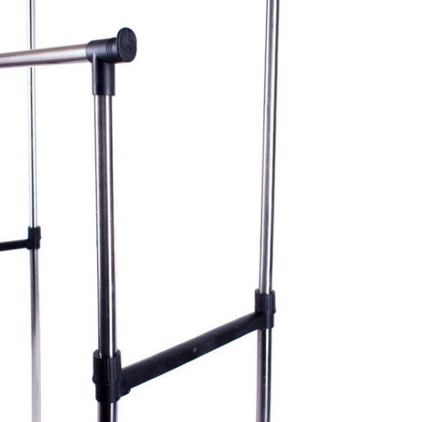 Двойная телескопическая вешалка напольная стойка Double Pole Clothes Horse черная