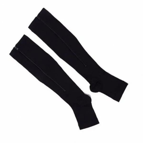 Компрессионные гольфы от варикоза Zip Sox черные лечебные со змейкой