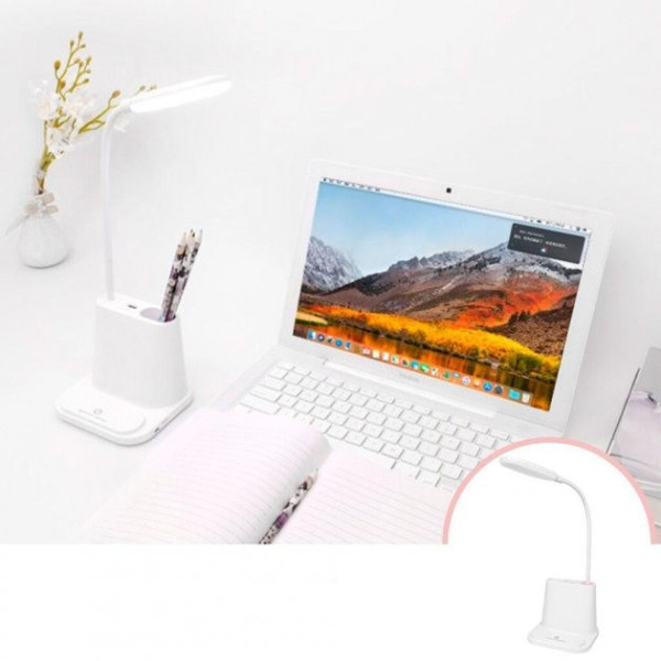 Портативная светодиодная настольная лампа 3в1 с функцией Power Bank и органайзером белая