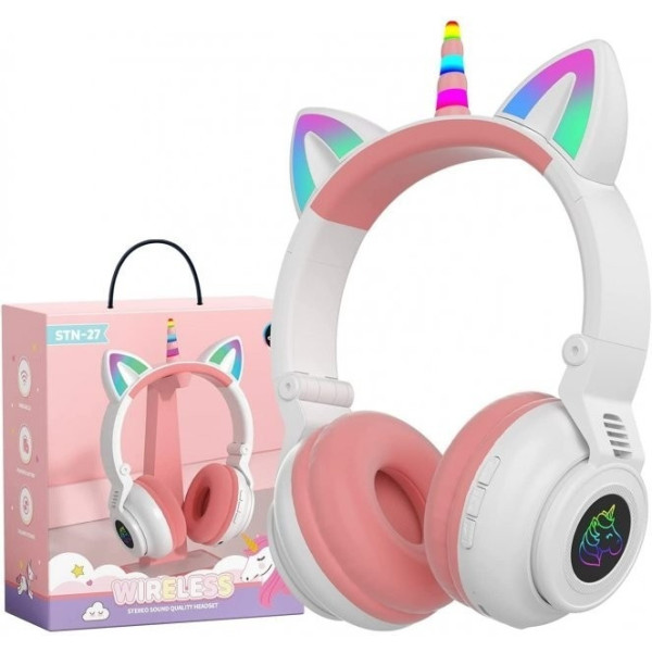 Наушники детские Ear STN-27 Cat LED Единорог + кошачьи ушки с подсветкой Bluetooth