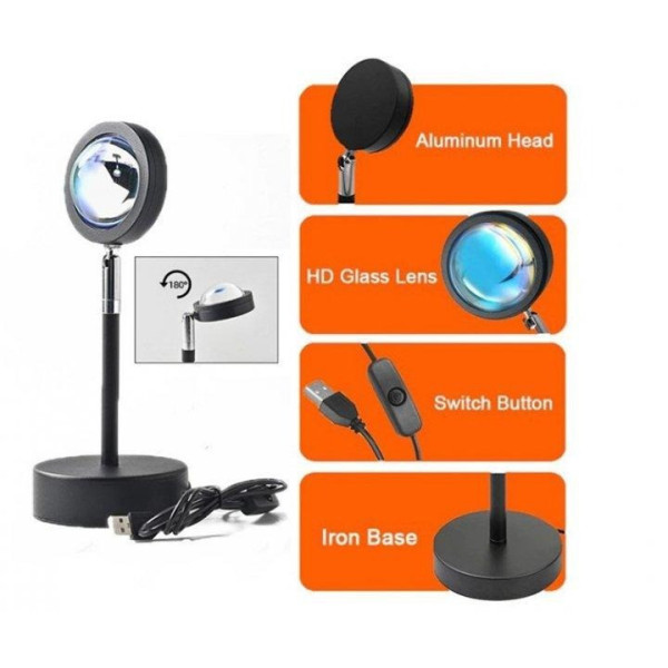 Лампа сансет Sunset Lamp 2.0 RGB c пультом управления, проекционный светильник