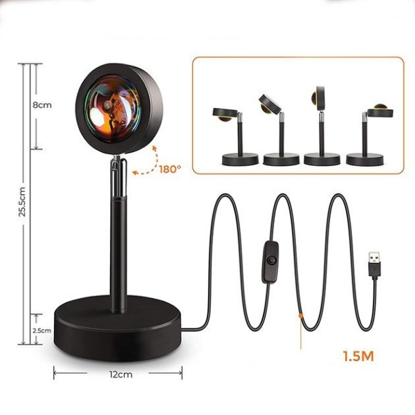Лампа сансет Sunset Lamp 2.0 RGB c пультом управления, проекционный светильник