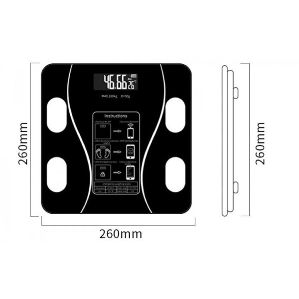 Напольные умные фитнес весы Bluetooth до 180 кг A-8003 с приложением