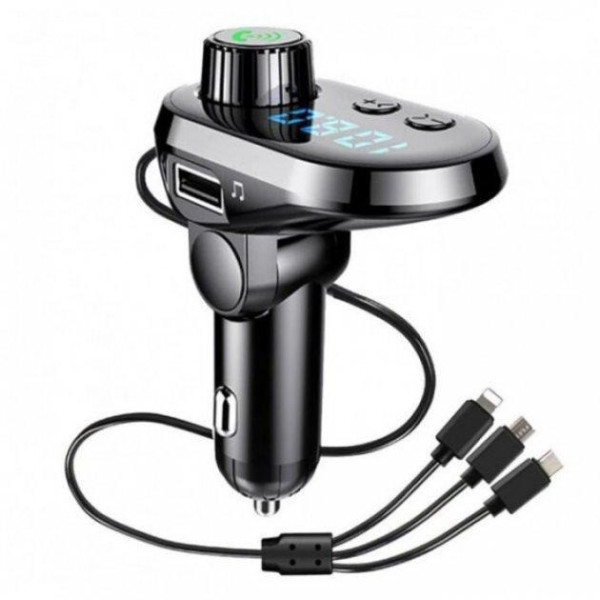 ФМ трансмиттер автомобильный Q15-BT BLUETOOTH модулятор (Type-C/V8/Light) HZ