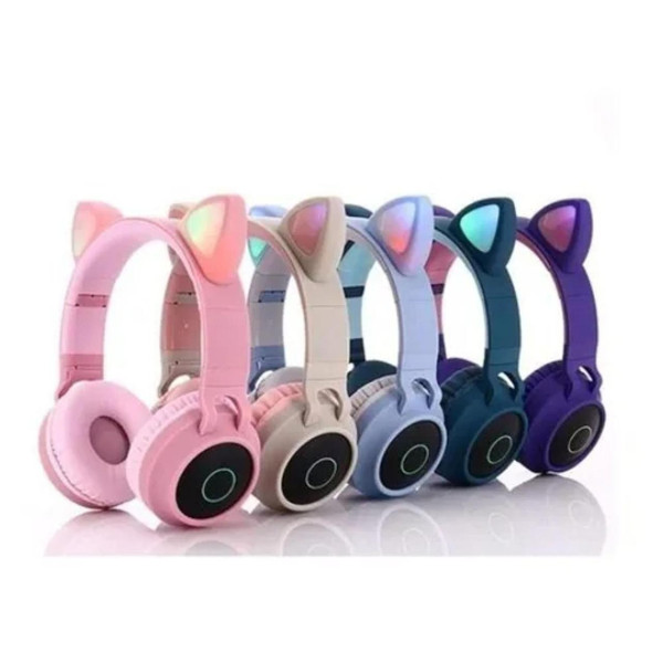 Детские беспроводные Bluetooth наушники с подсветкой Y47 Cat Ear с ушками