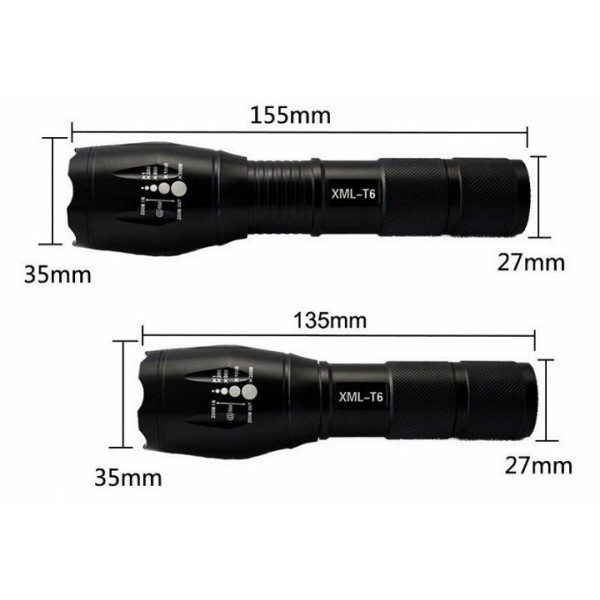 Мощный аккумуляторный фонарь 1831-T6, 1х18650/3хААА, zoom светодиодный