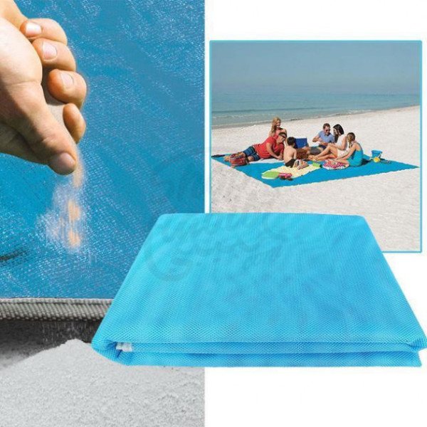 Пляжный коврик-покрывало Beach Mat 200x150 см с защитой от песка Синяя