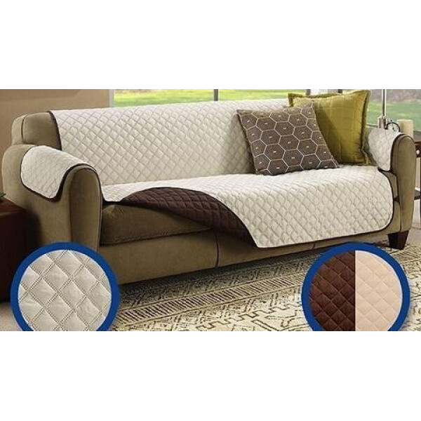 Двустороннее покрывало для дивана Couch Coat молочно-коричневая