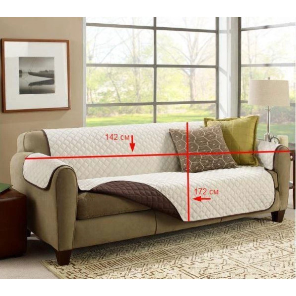 Двустороннее покрывало для дивана Couch Coat молочно-коричневая