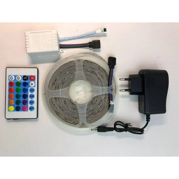 Влагозащищенная светодиодная лента UKC 3528 SMD RGB 5 метров с контроллером и блоком питания