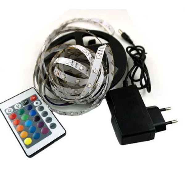 Влагозащищенная светодиодная лента UKC 3528 SMD RGB 5 метров с контроллером и блоком питания