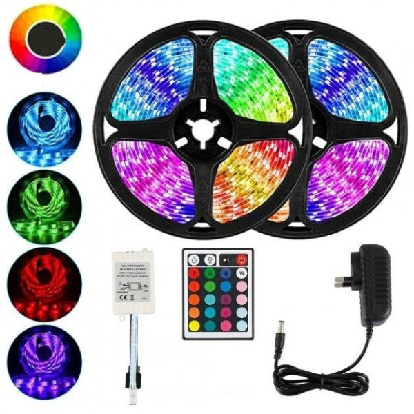 Влагозащищенная светодиодная лента UKC 3528 SMD RGB 5 метров с контроллером и блоком питания
