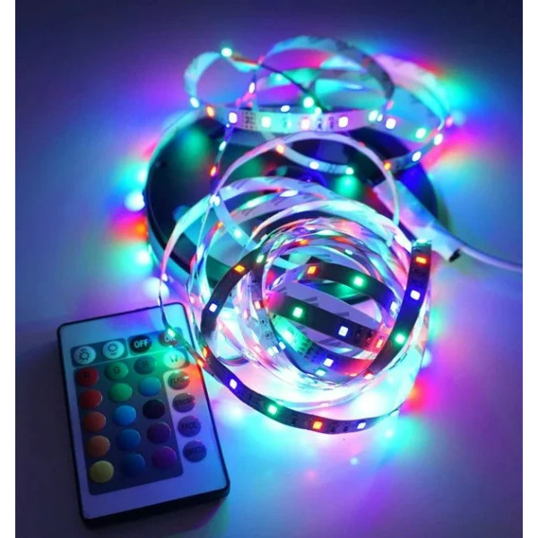 Влагозащищенная светодиодная лента UKC 3528 SMD RGB 5 метров с контроллером и блоком питания