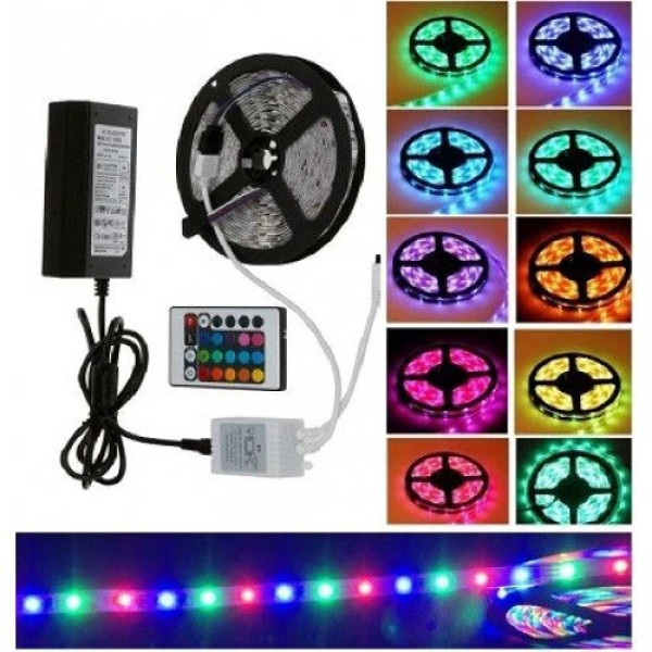 Влагозащищенная светодиодная лента UKC 3528 SMD RGB 5 метров с контроллером и блоком питания
