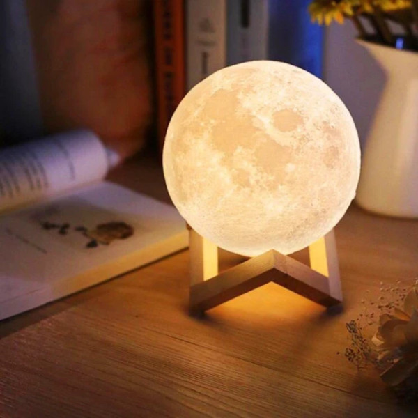 Ночник 3D аккумуляторная Луна Светильник 5 режимов 5 цветов USB 3D Moon Touch